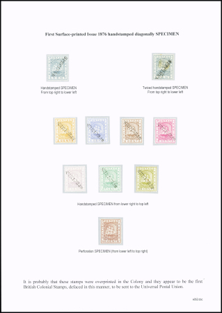 1876-79 Ship Issue, the complete set with SPECIMEN
