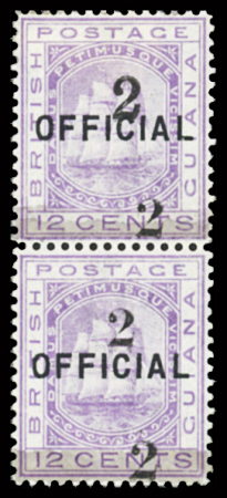 1881 Provisionals, 2 on 12c pale violet, vertical pair