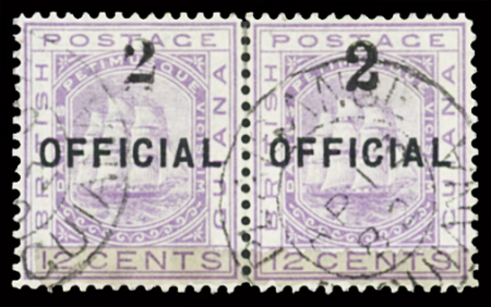 1881 Provisionals, 2 on 12c pale violet, horizontal