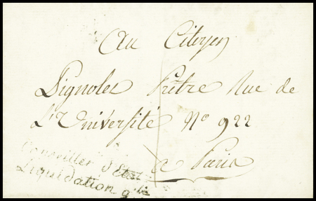1803 Lettre à entête de la Liquidation Générale