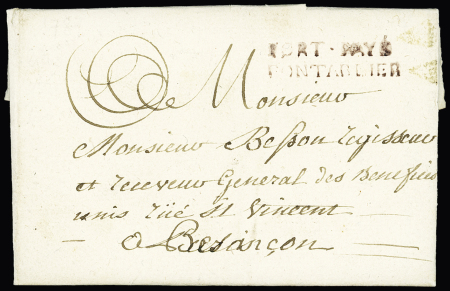 MP lilas (!) "PORT PAYE / PONTARLIER" sur lettre du