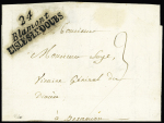 Lettre de Blamont pour Besançon avec cursive double "24 Blamont l'Isle-s-le-Doubs" (l'une des 2 seules cursives doubles existant dans le Doubs) (1806 - frappe très bien encrée). Ind 22. TB