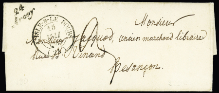 Lettre avec CAD T14 "L'Isle-s-le-Doubs (24)" + cursive