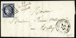 N°4 OBL grille + cursive "24 Sancey-le-Grand" + CAD T15 "Pierrefontaine-les-Varans 24" (1851) sur lettre. Jolie pièce