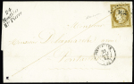 N°1 OBL PC 2191 + T15 Pontarlier (23 mai 1852) + cursive "24 Mouthier Hte Pierre" sur lettre. TB