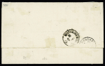 N°11, 5 pièces + 20 + 22 OBL GC 456 + T15 (1866) sur lettre de moins de 10 grammes pour la Suisse. Affranchissement spectaculaire et TB