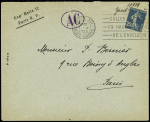 N°140 OBL mec "Paris XVI place Chopin" (1.4.1920 - 1er jour de tarif) sur lettre. TB