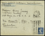 N°140 OBL Paris Saint Roch (8.12.1922) sur lettre pour Dakar via Tombouctou avec mention manuscrite "Courrier postal de la mission transsaharienne automobile" avec au verso CAD de transit "Touggourt Constantine" et CAD