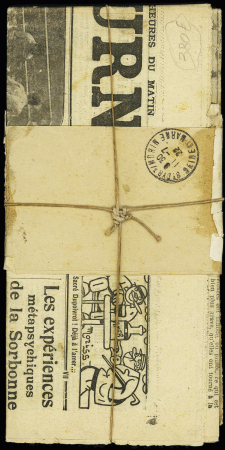 N°108 + 140 OBL Paris 8 (1922) sur journal non routé, rayon général recommandé sous bande (rayon général moins de 50g, 2c et recommandation OPR à 25c, tarif du 1.4.20). RR et TB