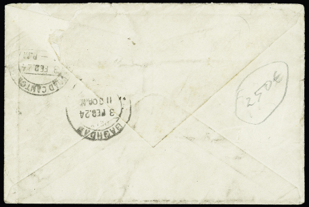 N°121 + 140, bande de 3 OBL CAD octogonal "New-York au Havre A" (16.12.23) sur lettre bateau-avion pour l'Irak - les lettres bateau-avion sont très rares sur la ligne de l'Atlantique nord. TB