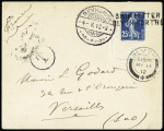 N°140 OBL linéaire "Ship letter Blyth northen D" + CAD "Blyth" (14 mai 12) et CAD "Reykavik" (4.5.12) sur lettre venant du navire hopital Notre Dame de la Mer avec au verso grand cachet illustré du navire (navire d'as