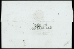MP "Deb 24 Pontarlier" au verso d'une lettre de la Ville Dieu pour Pontarlier (1812), ind 17, frappe superbe