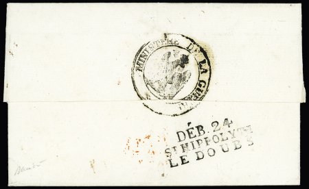 MP "Deb 24 St Hyppolite Le Doubs" (36 x 13mm - 1815 - améliore la date de 6 ans), ind 23, rare et TB