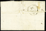 Lettre avec double cursive "24 Le Valdahon Besançon" + T13 "Baume les Dames (24)" (1830) + décime rural noir, ind 24. RRR et TB