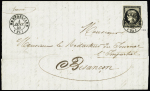 N°3 OL CADT15 "Montbéliard (24)" (4 janv 49) répété à côté sur lettre pour Besançon, certificat Robineau, pièce superbe