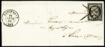 N°3 OBL croix à la plume + CAD T15 "Rougemont (24)" (1849) répété à côté sur lettre. TB