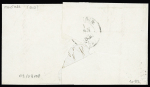 N°3, 20c noir, petit BDF avec amorce de tête-bêche, OBL grille + grand CAD "Ornans (24)" (29 janv 1850) sur lettre pour Pontarlier. TB