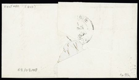 N°3, 20c noir, petit BDF avec amorce de tête-bêche, OBL grille + grand CAD "Ornans (24)" (29 janv 1850) sur lettre pour Pontarlier. TB