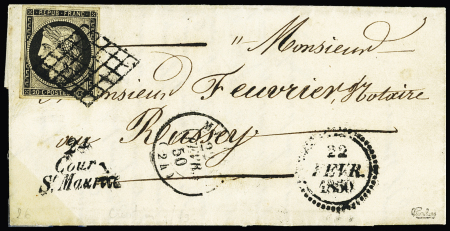 N°3 OBL grille + T15 Maiche + cursive "24 Cour St Maurice"