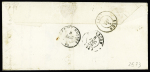 N°4, 25c bleu, petit BDF avec amorce de tête-bêche, OBL griffe + cursive "24 Nancray" + dateur B (6 dec 1850) sur lettre. TB