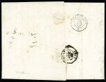 N°6, 1F carmin, OBL PC 2069 + T15 "Montbéliard (24)" (1853) sur lettre pour Macon . TB
