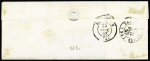 N°10 25c bleu, belles marges OBL PC 2216 + cursive "24 Nancray" + dateur B (1853) sur lettre pour Baume les Dames. TB