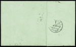 N°60 OBL GC 456 + T17 Besançon (1872) + n°20 OBL CAD suisse "Locle lettres" (1872) sur lettre pour La Brévine (Suisse). Cas exceptionnel d'oblitération d'un timbre français par un timbre à date suisse. TB