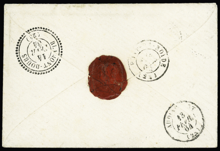 N°12, 5C vert, 4 pièces OBL GC 1790 + T22 "Hérimoncourt (24)" (1864) sur lettre pour Blamont. TB. Certificat Robineau