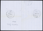 N°25, bande de 4 + 1 pièce (2 nuances différentes) + n°59 OBL GC 2964 + T17 Pontarlier (11 sept 73) sur lettre au tarif frontalier pour Couvet (Suisse). TB
