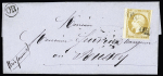N°13 OBL "OR" frappé 2 fois et répété à côté sur lettre locale de Cerneux Moniot pour Le Russey (27 avril 1861). TB