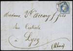 N°29 OBL CAD T15 "Besançon boite mobile" (1868) sur lettre. Rare et TB