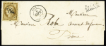 Cursive La Calle Algérie +T15 Bône 09 sept. 1852 +PC 3764 (Tiaret, Algérie) pour La Calle via Bône sur n°1 10c bistre Cérès, TB