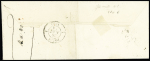 Grille sur n°4 25c bleu Cérès + CàD T15 Blidah 15 août 1851 pour Paris, TB
