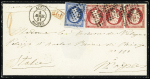 N°14 +17B (x3) obl. PC 3710 +CàD T15 Alger 1854,