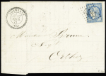 N°44,   20c bleu type 1 report 1 OBL GC 4485 + T24