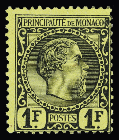 N°9 1f noir sur jaune Charles III,  signé Calves,