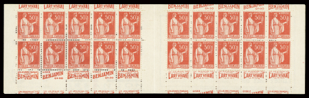 N°283-C3 50c rouge type Paix, carnet de 20 timbres ART VIVANT-BENJAMIN-BENJAMIN-ART VIVANT, **, TB