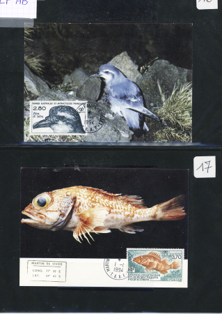 1957-1994 lot de 34 lettres premier jour/cartes maximum/lettres avec belles oblitérations, dont les n°24 (Albatros) et PA n°9 , TB