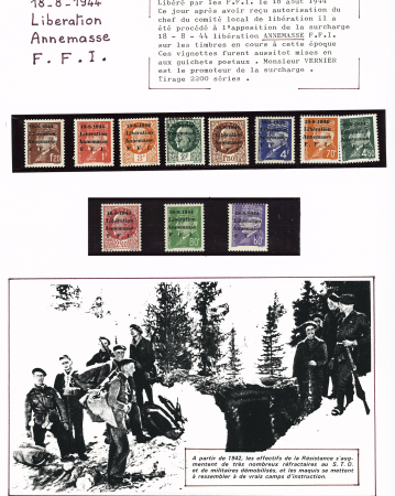 Sélection de timbres sur la Libération : Annemasse