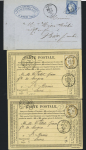 8 lettres dont 7 affranchies dont n°55 OBL CAD T16 "Anzin" (1876) sur CP précurseur. TB