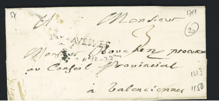 MP "Avesnes" (avec "N" renversé) (23mm), 1711, ind 22. TB