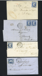 Berlaimont : 7 plis affranchis dont n°55 OBL CAD T16 "Berlaimont (57)" (1876) sur carte postale précurseur. TB
