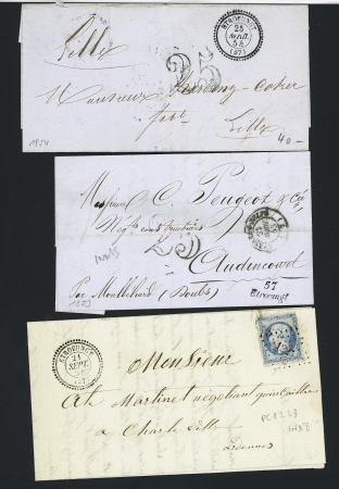 Etroeungt : 5 lettres dont cursive "57 Etroeungt" (1853 - ind 15) et n°14 OBL PC 1223 + T22. TB
