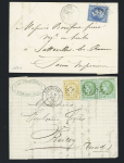 Etroeungt : 5 lettres dont cursive "57 Etroeungt" (1853 - ind 15) et n°14 OBL PC 1223 + T22. TB