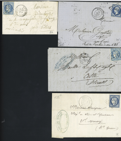 6 lettres affranchies d'Estaires dont n°46 OBL GC 1427 + T16 (18 avril 71) et n°60 OBL CAD T18 (25 avril 76). TB