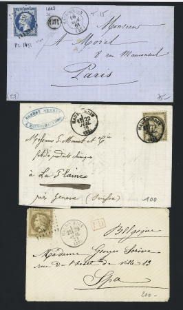 10 lettres d'Haubourdin dont n°56 OBL T16 (22 juil 76) sur lettre pour la Suisse. TB