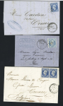 Hautmont : 9 lettres dont n°14 OBL PC 4175 + T22 (1860) et n°46 OBL GC 1768 + T17 (1871). TB