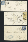 Hautmont : 9 lettres dont n°14 OBL PC 4175 + T22 (1860) et n°46 OBL GC 1768 + T17 (1871). TB