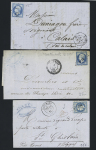 Hautmont : 9 lettres dont n°14 OBL PC 4175 + T22 (1860) et n°46 OBL GC 1768 + T17 (1871). TB