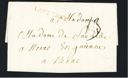 MP rouge "Landrecy" (L n°4, 1758), ind 19. B /TB